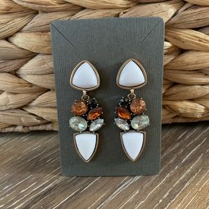 2/$12 White and multicolor crystal stone earrings